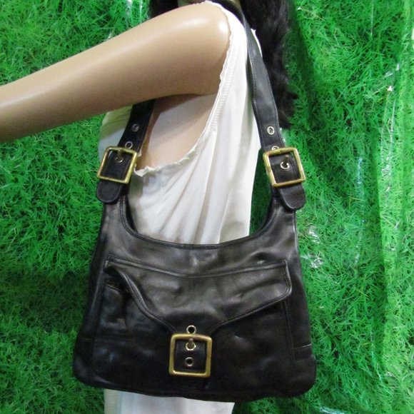 Coach Handbags - COACH LEGACY SADDLE BAG BLACK VINTAGE COWHIDE LEATHER MEDIUM HOBO BAG 9340